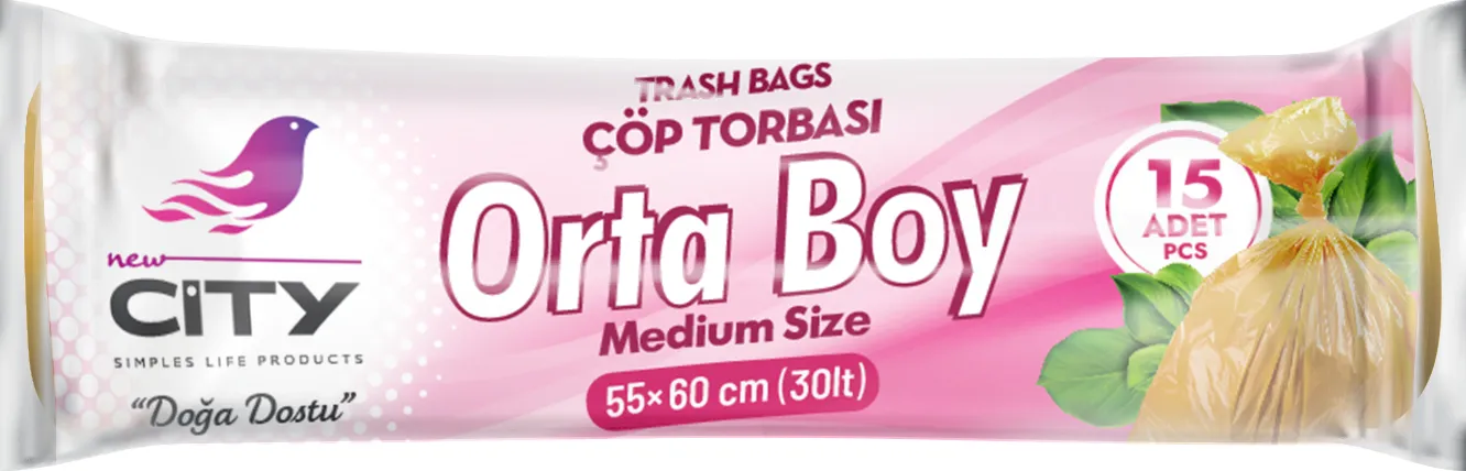 كيس نفايات 30 لتر 15 قطعة متوسط (55×60) أزرق