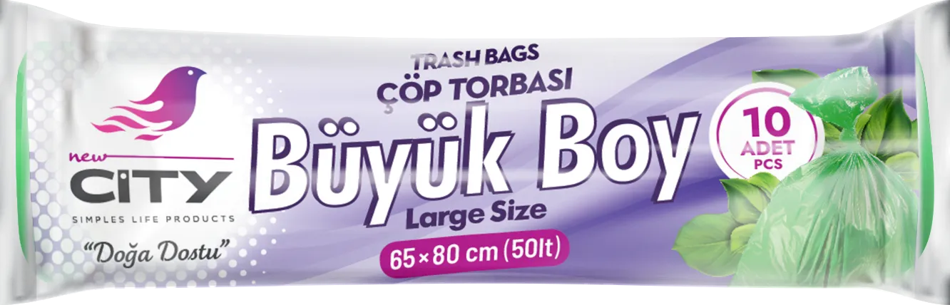 كيس نفايات 50 لتر 10 قطع كبير (65×80) أزرق