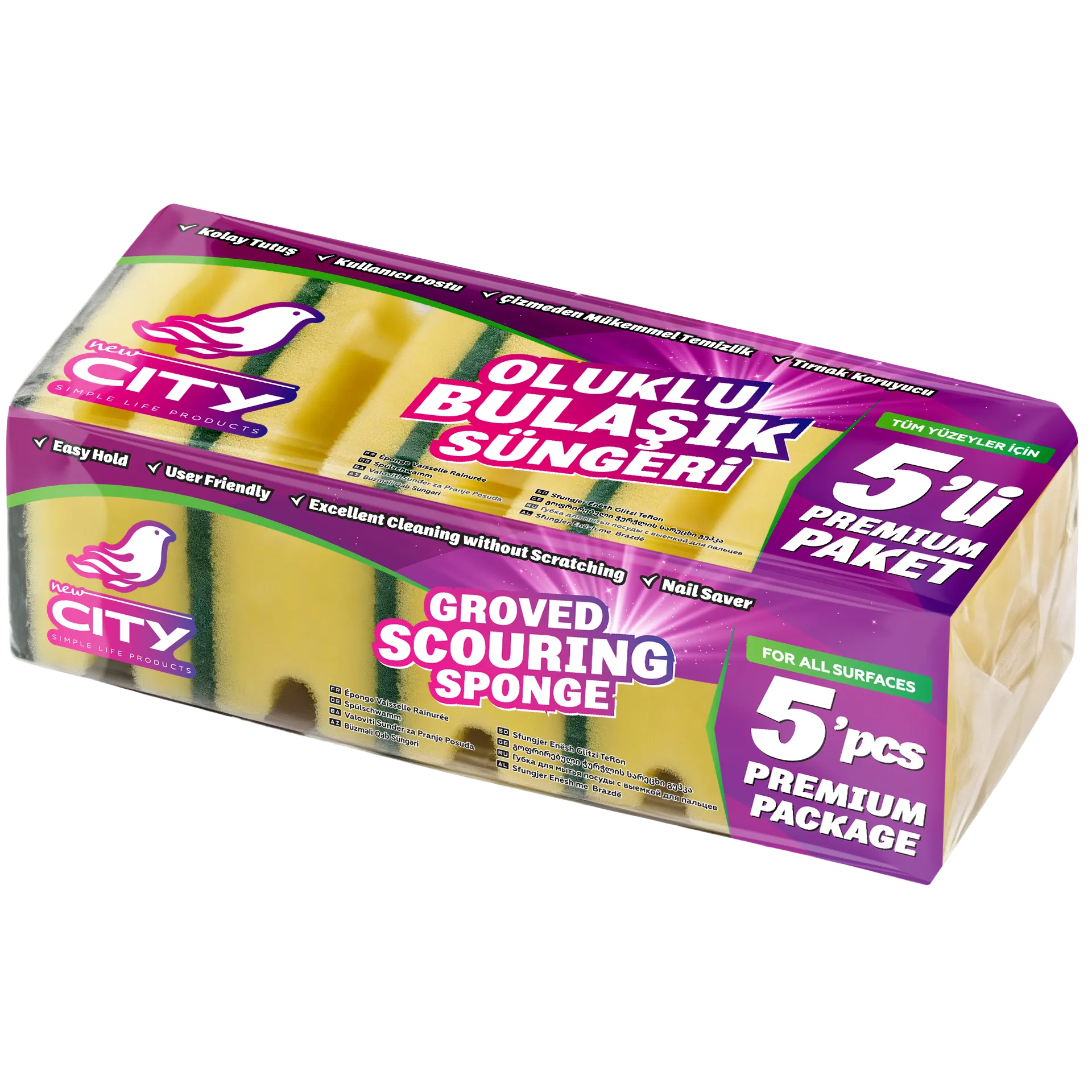 Grooved Dish Sponge 5 Pcs