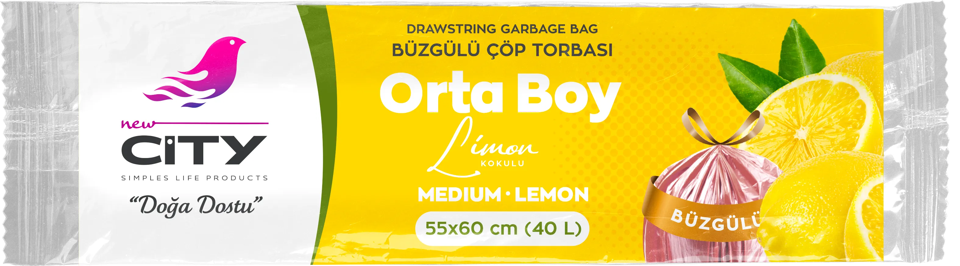 كيس نفايات 40 لتر معطر ليمون 10 قطع متوسط (55×60)